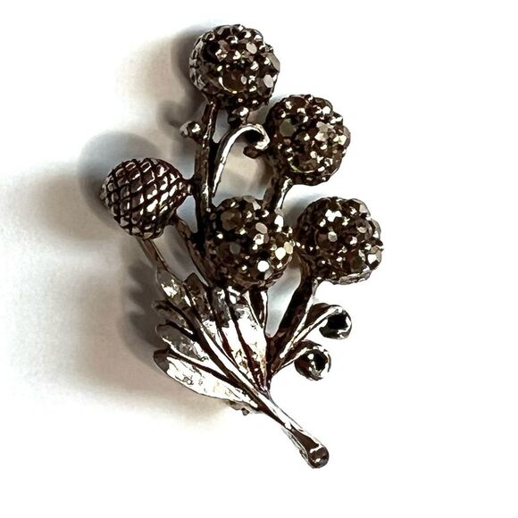Vintage Tammey Jewels Silver Tone Faux Marcasite Rhinestones Brooch - Picture 11 of 13